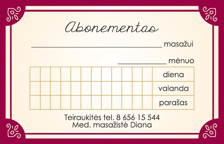 abonementas masažui