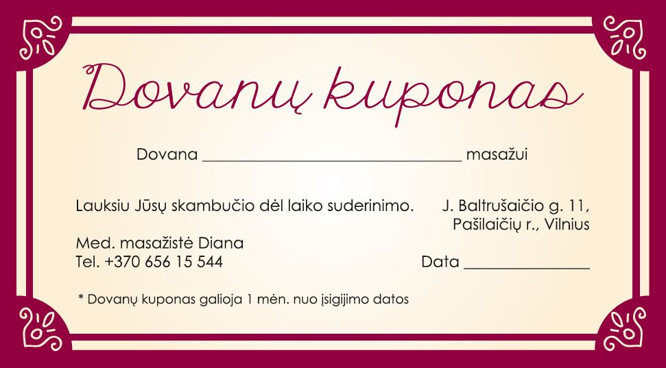 masažo dovanu kuponas